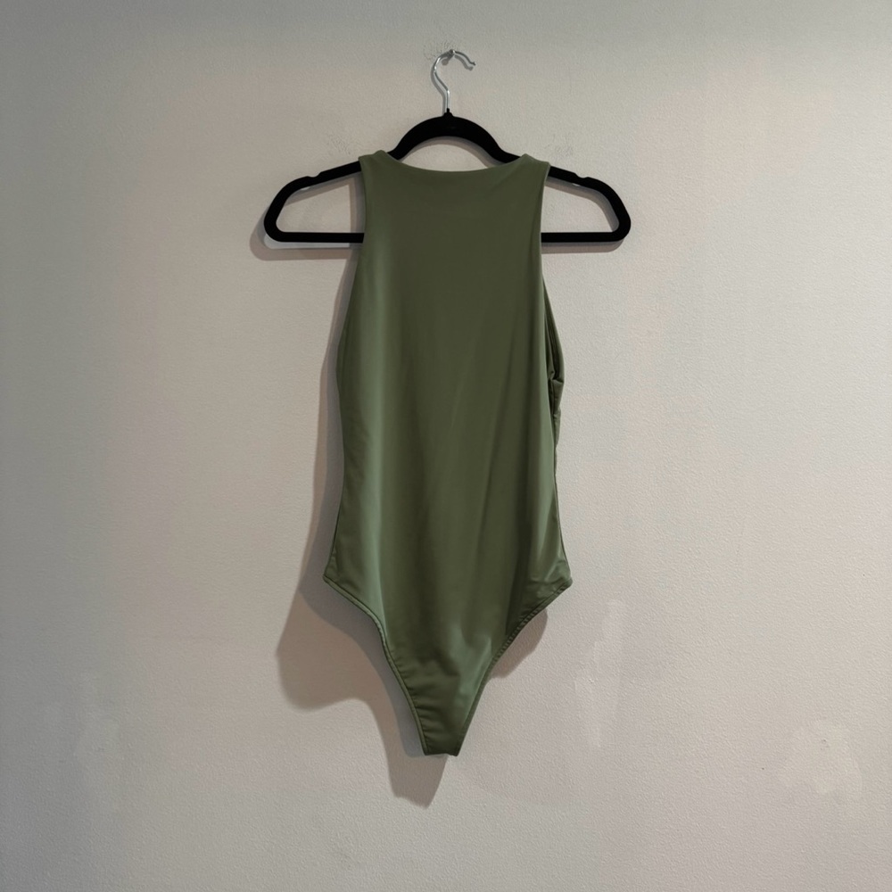 Reoria Olive Green Racerback Halter Bodysuit Small Minimalist Tank - Picture 6 of 6